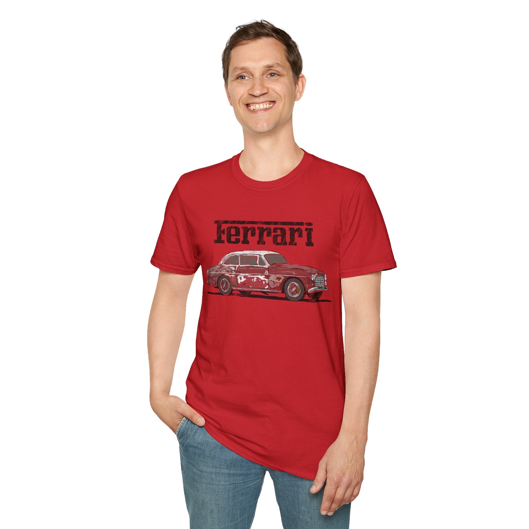 Ferrari America Classic Car T-Shirt – Vintage Red Sports Car Graphic Tee