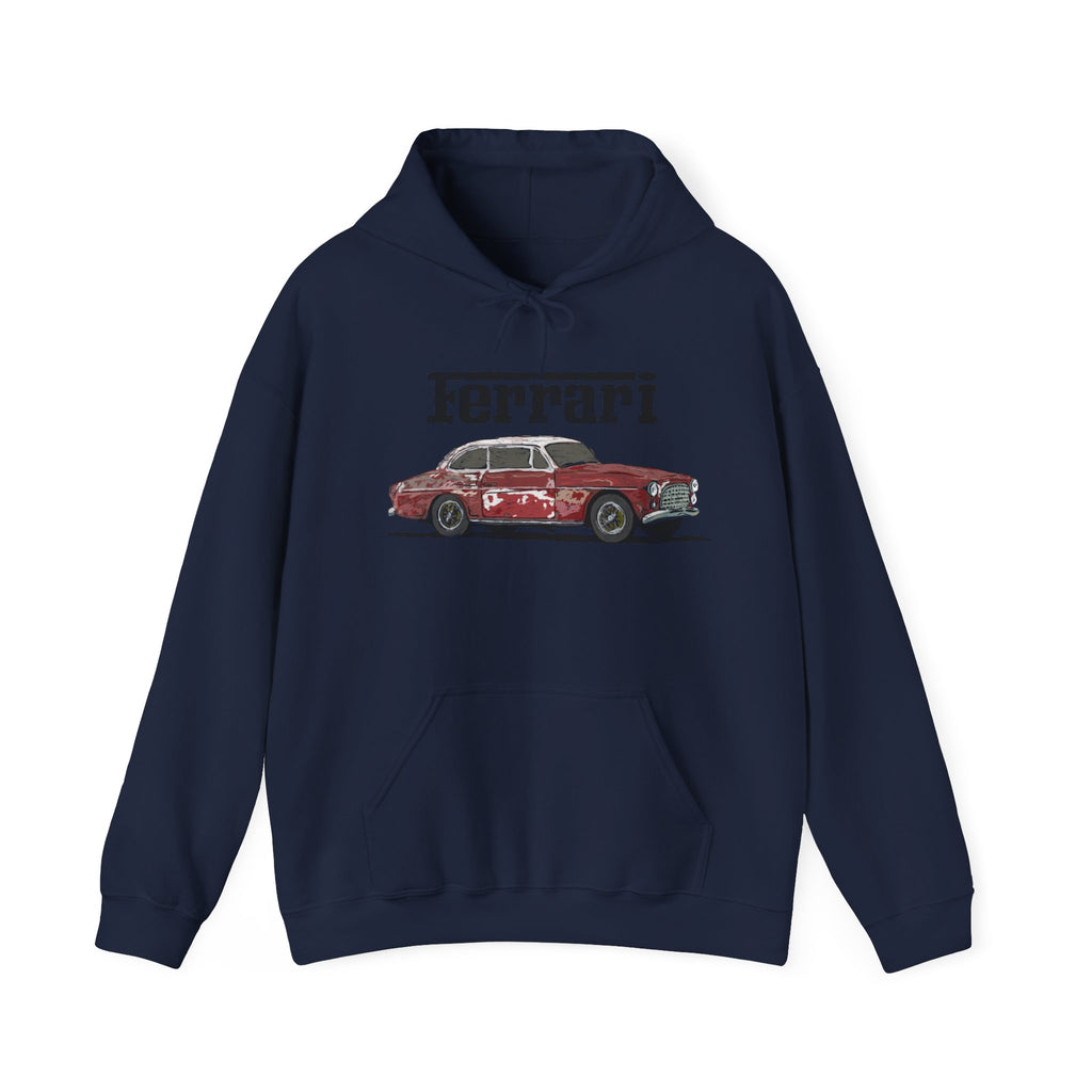 Ferrari America Classic Car Hoodie – Vintage Red Sports Car Graphic Sweatshirt