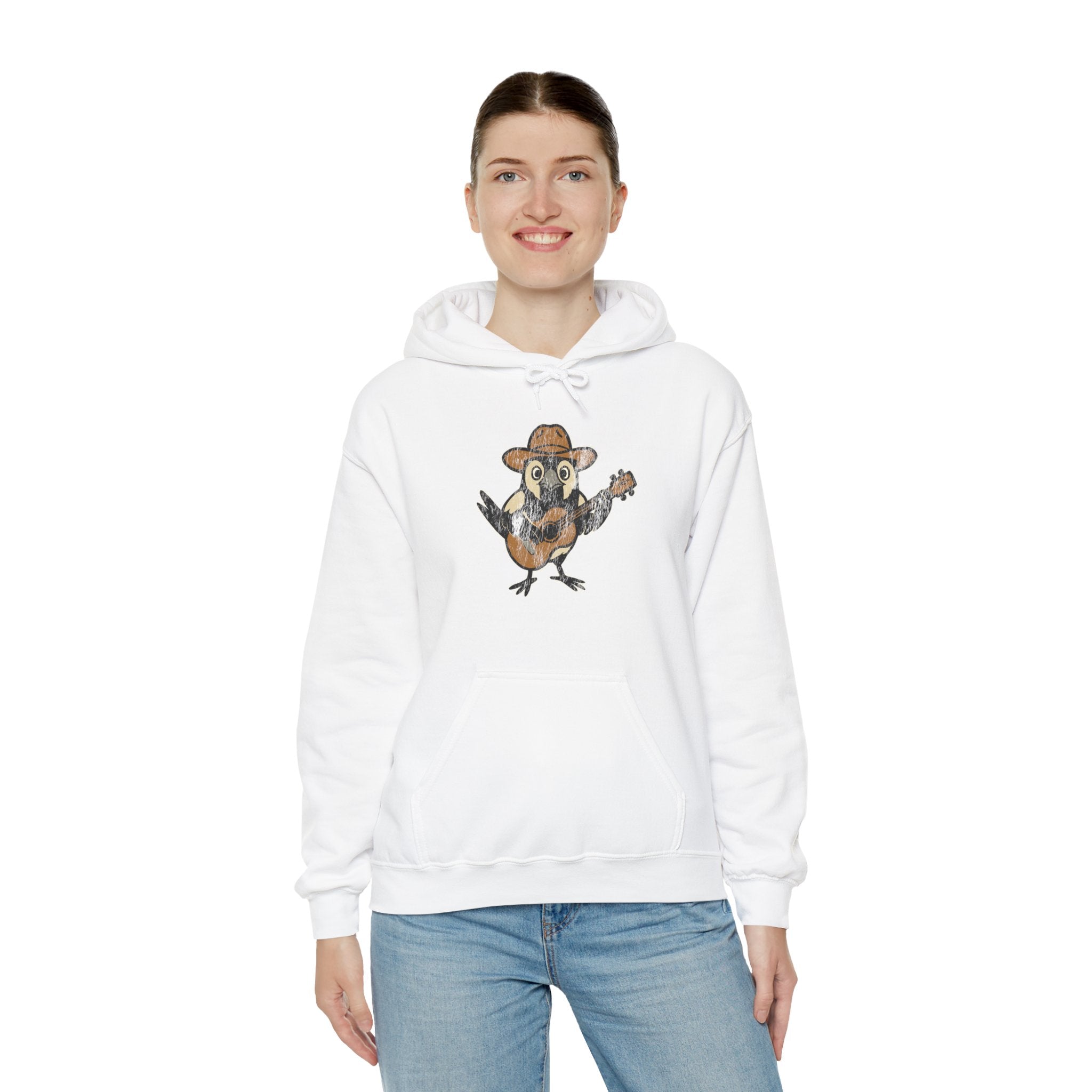 Cowpoke Hoodie— Cute Cowboy Magpie Playing Guitar Sweatshirt