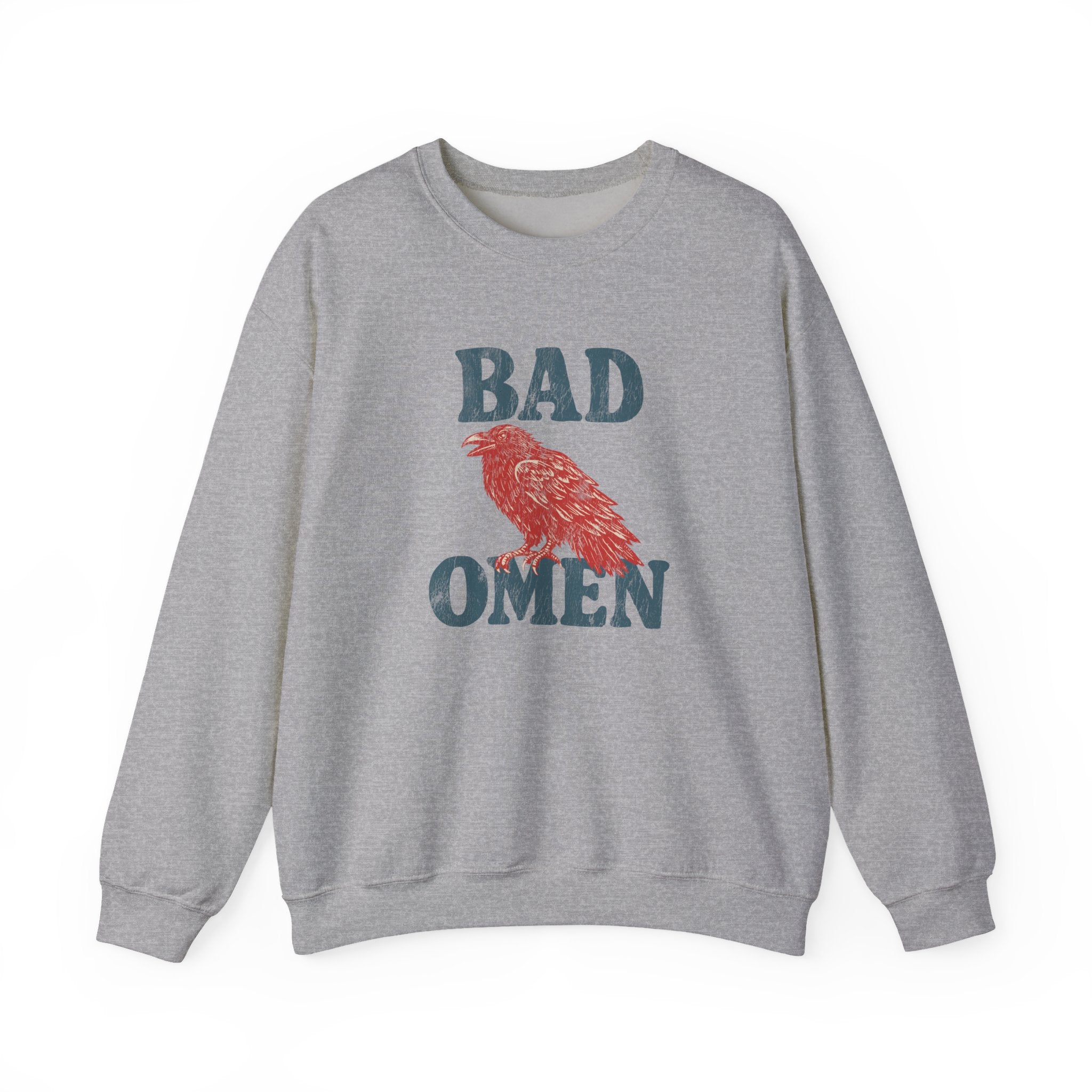 Bad Omen Sweatshirt — Vintage Raven Graphic for Goth & Alternative Style
