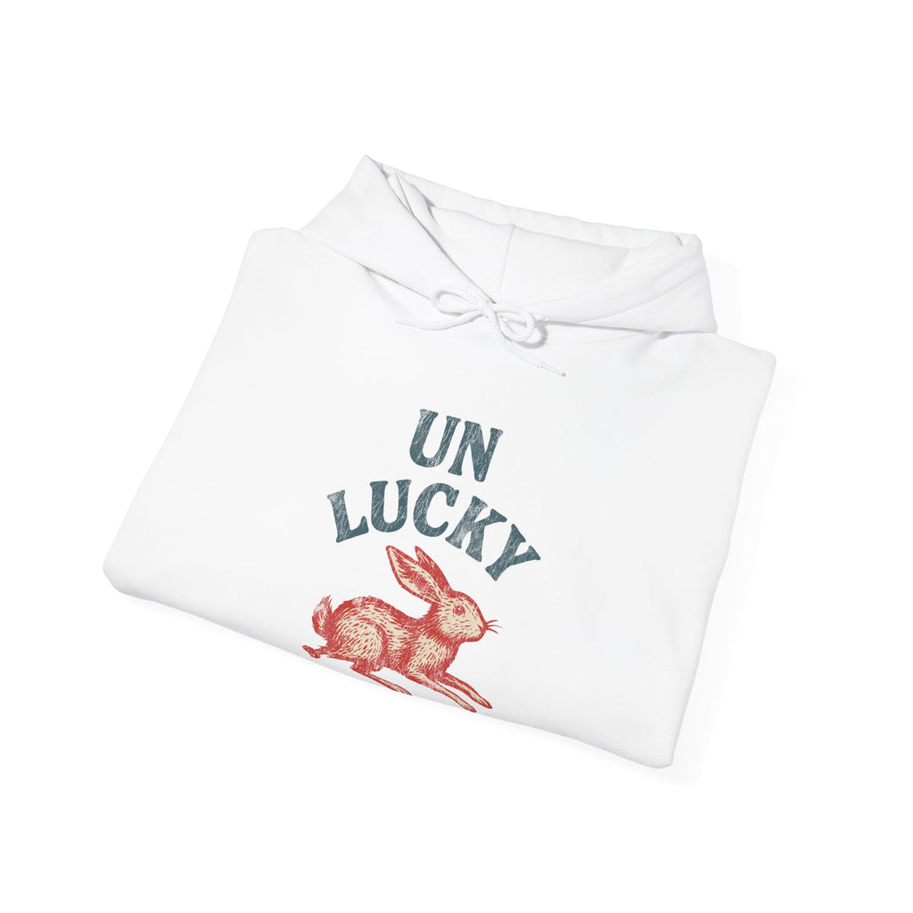 'Unlucky' Vintage Rabbit Graphic Hooded Sweatshirt