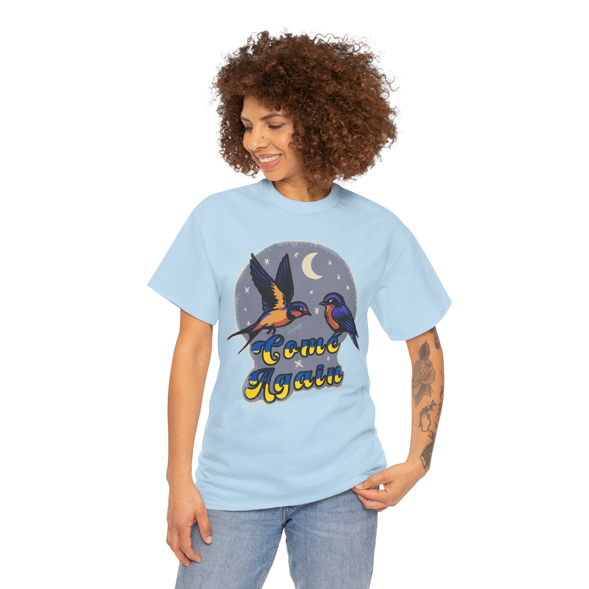 'Come Again' Tee — Retro Souvenir Welcome Swallow Moon Graphic T-Shirt