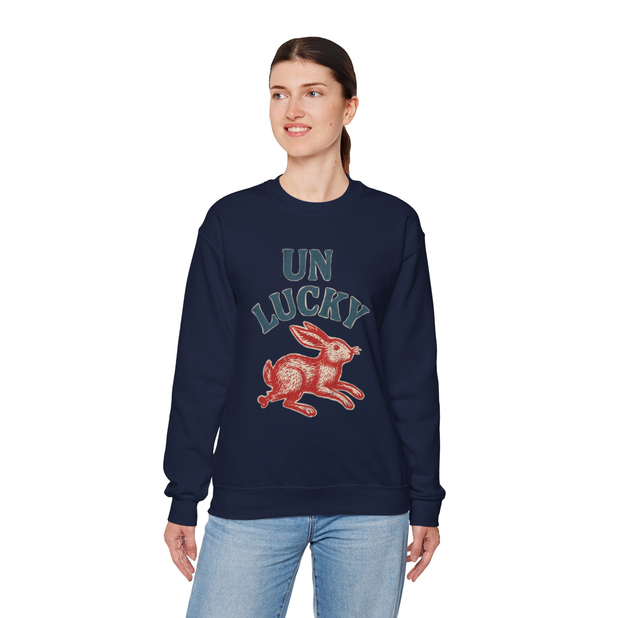 'Unlucky' Vintage Rabbit Graphic Crewneck Sweatshirt