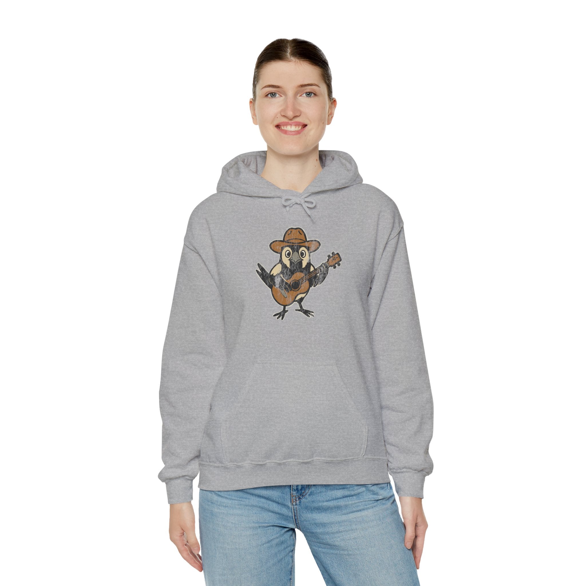 Cowpoke Hoodie— Cute Cowboy Magpie Playing Guitar Sweatshirt