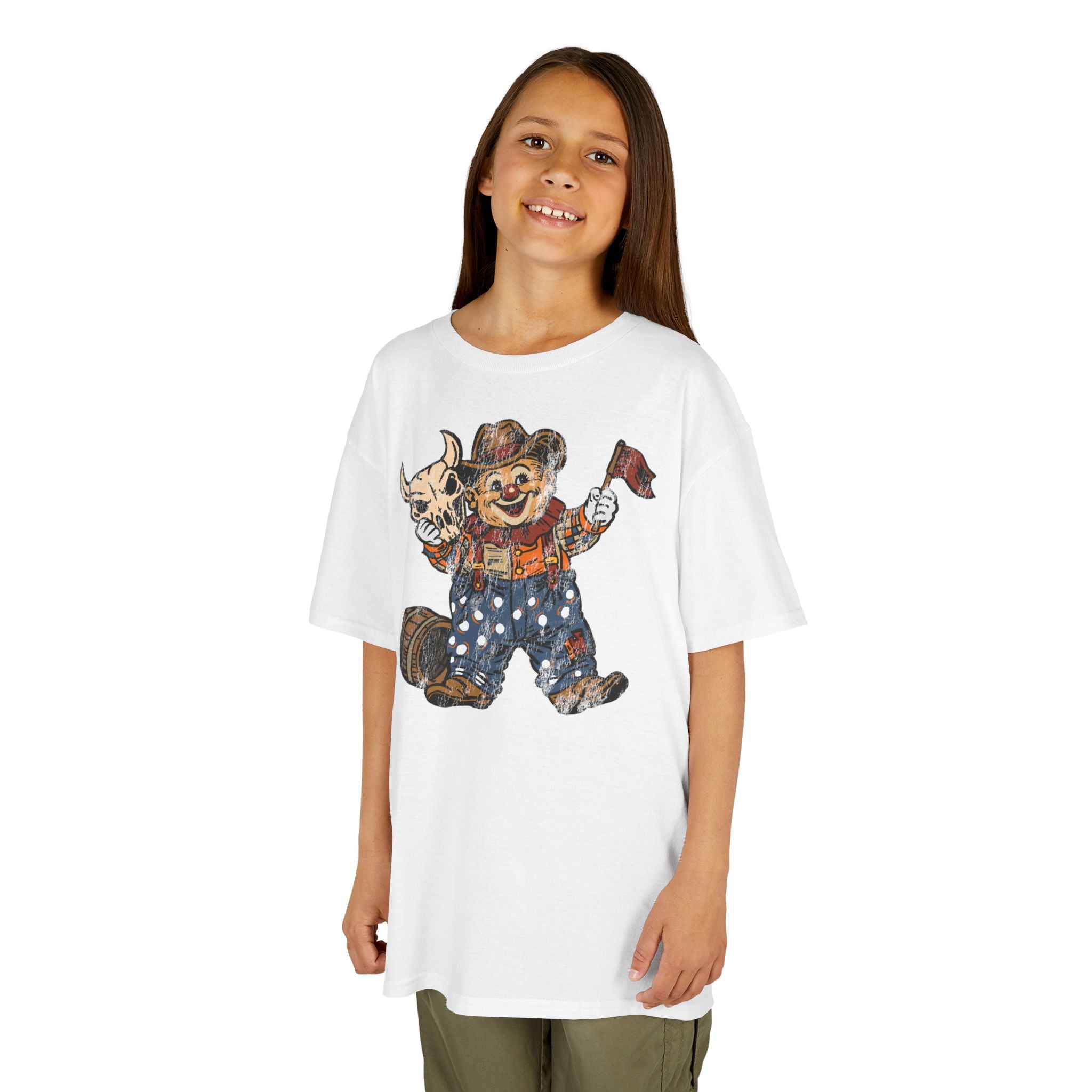 Poco Pete "Just a Clown" Kids Tee — Retro Western Heavy Cotton Tshirt