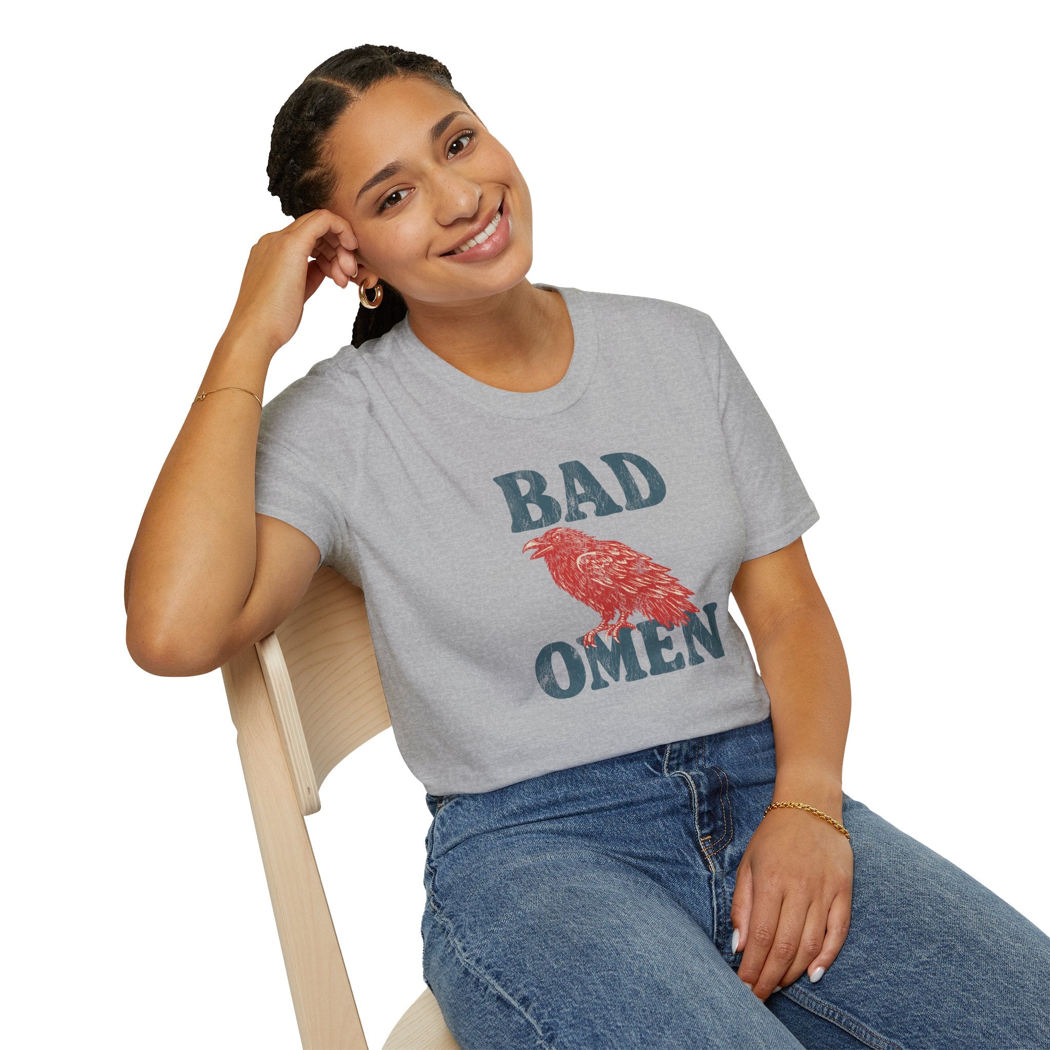 Bad Omen T-Shirt — Vintage Raven Graphic Tee for Goth & Alternative Style