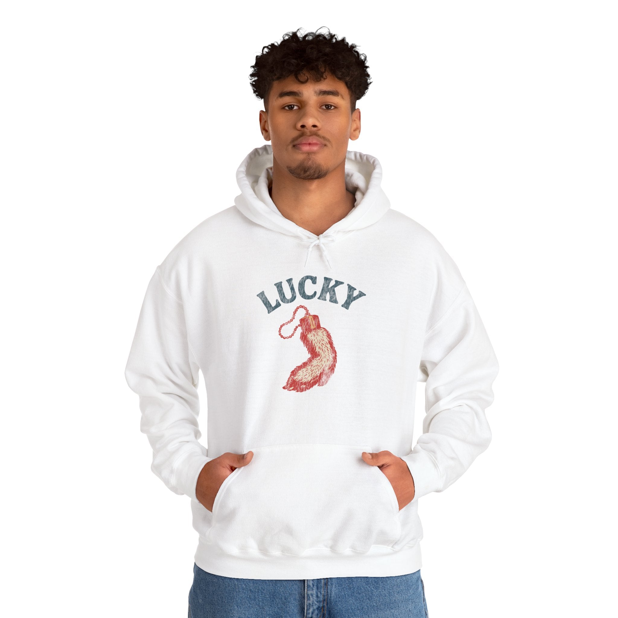 "Lucky" Vintage Rabbit Graphic Hooded Sweatshirt