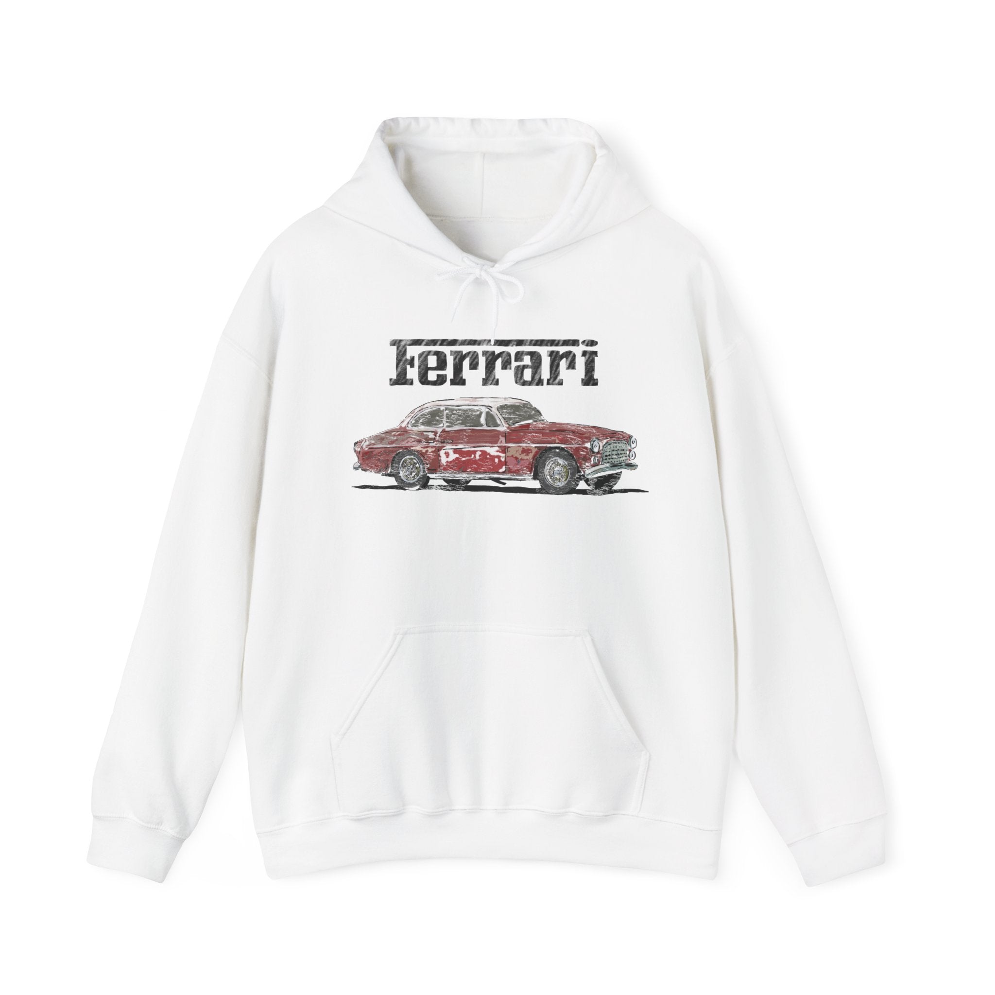 Ferrari America Classic Car Hoodie – Vintage Red Sports Car Graphic Sweatshirt