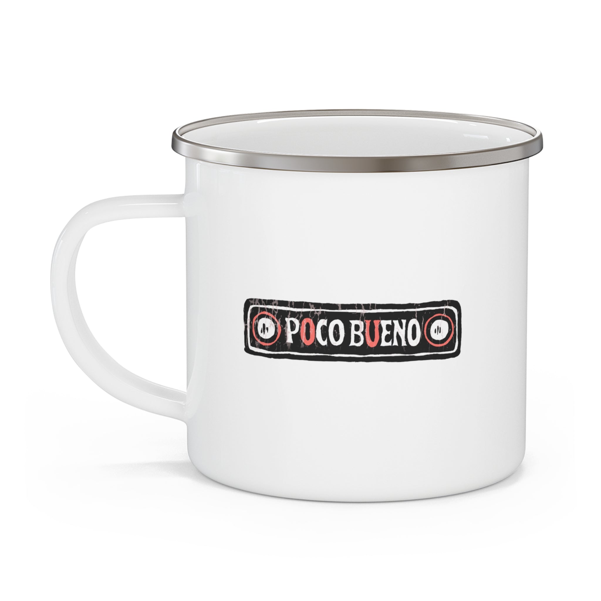 Cowpoke Enamel Camping Mug — Cowboy Bird Playing Guitar Rustic Camp Coffee Cup