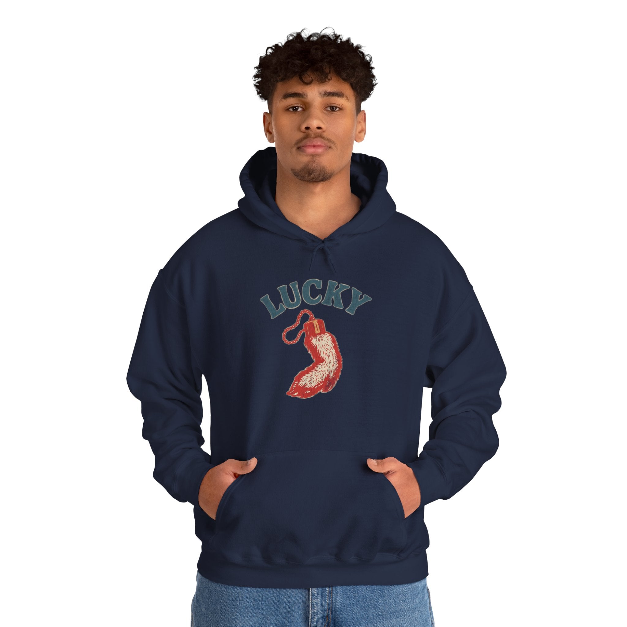 "Lucky" Vintage Rabbit Graphic Hooded Sweatshirt