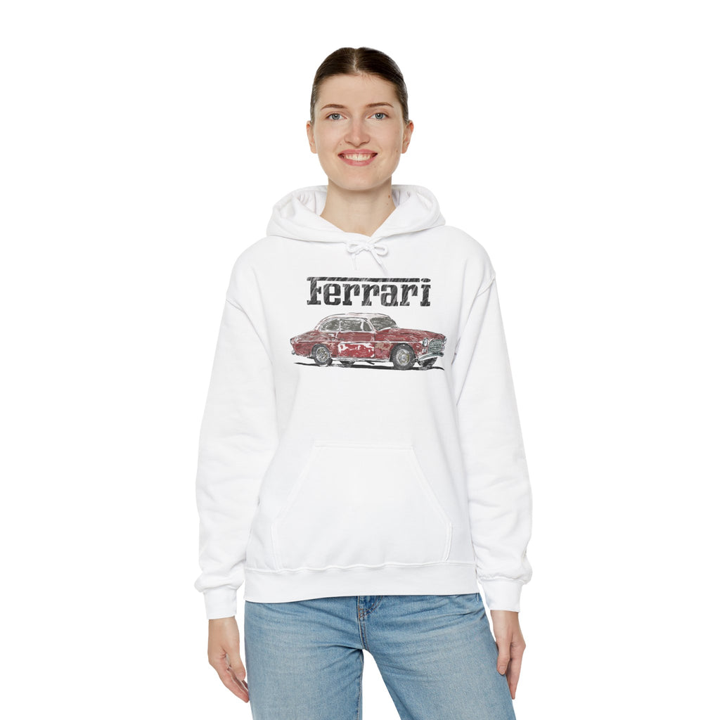 Ferrari America Classic Car Hoodie – Vintage Red Sports Car Graphic Sweatshirt