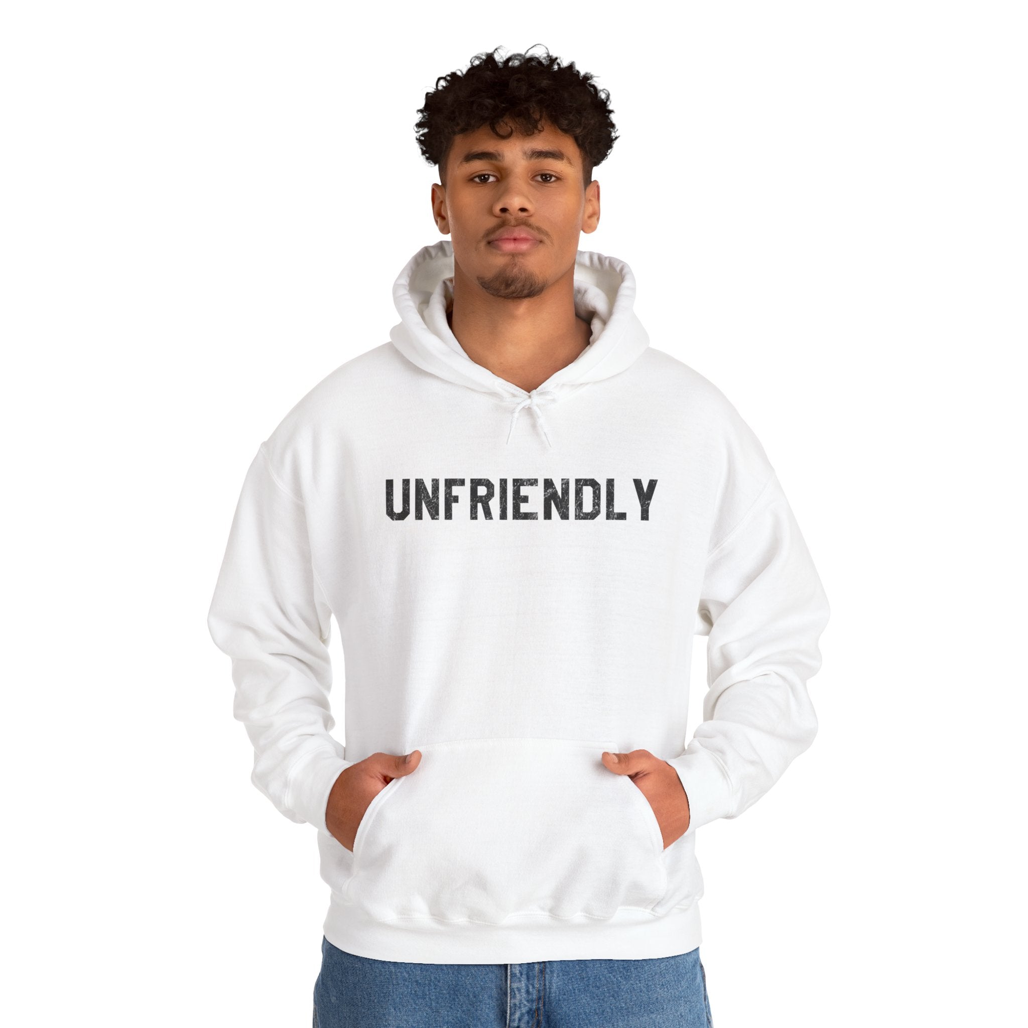 Unfriendly Hoodie — Minimalist Graphic Hooded Sweatshirt
