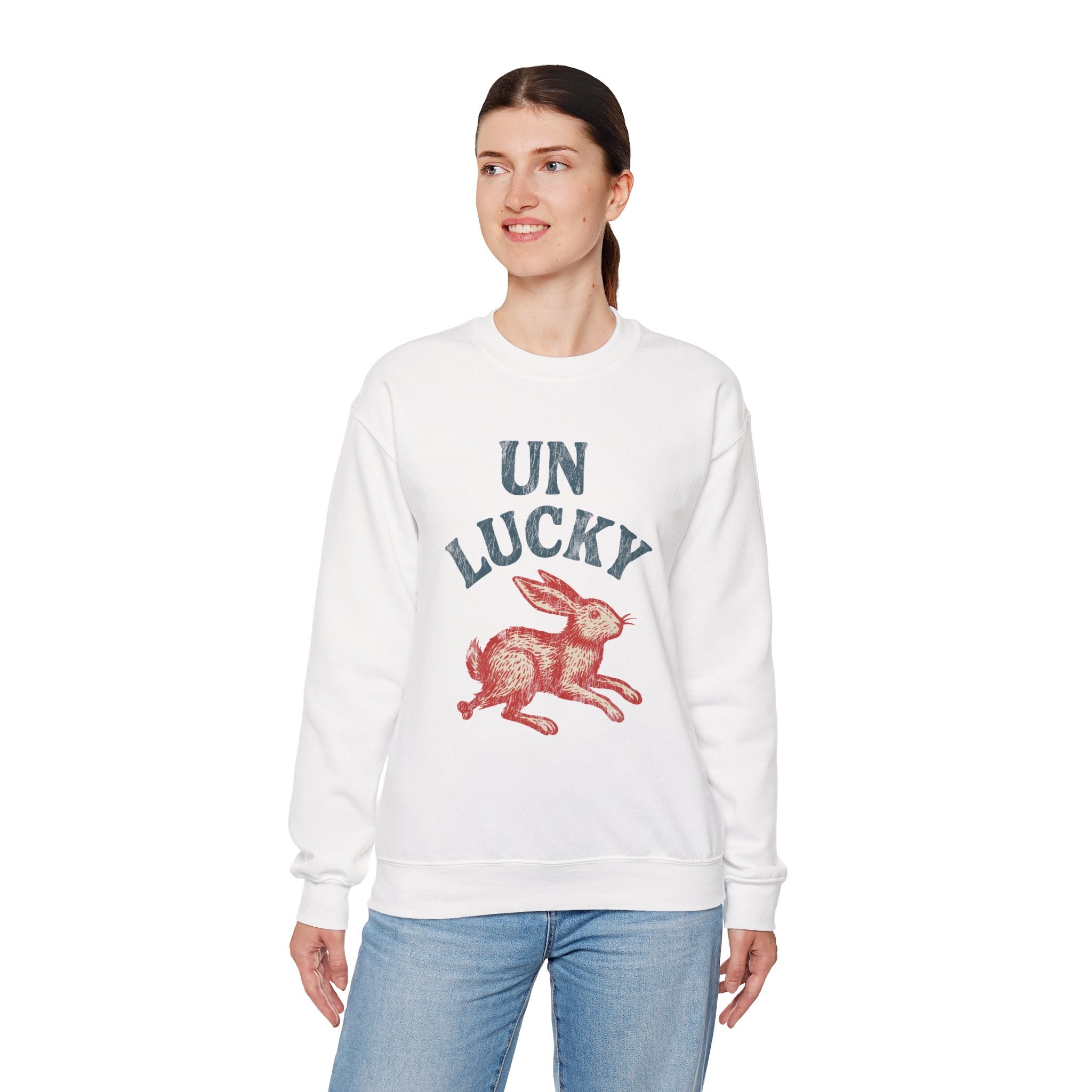 'Unlucky' Vintage Rabbit Graphic Crewneck Sweatshirt