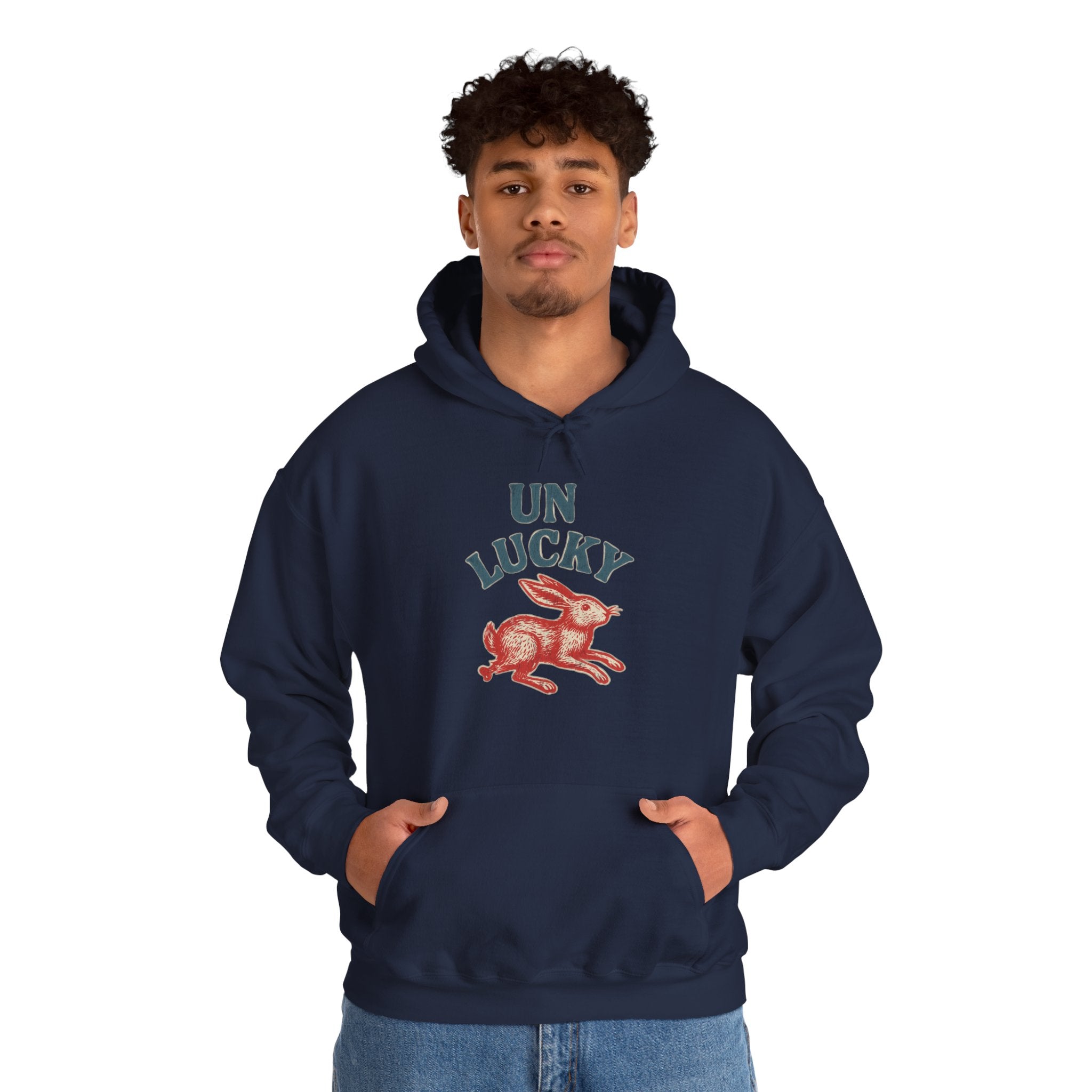 'Unlucky' Vintage Rabbit Graphic Hooded Sweatshirt