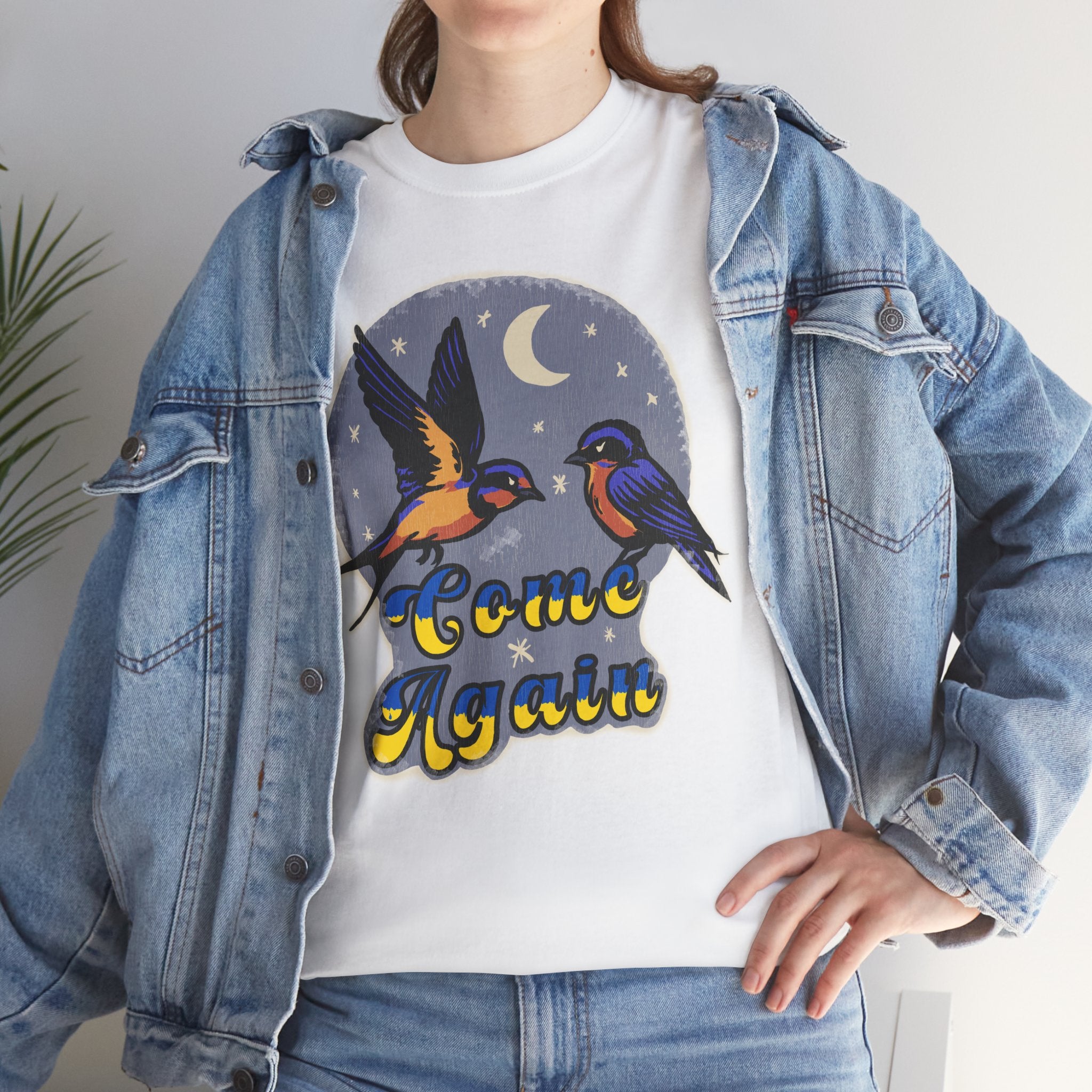 'Come Again' Tee — Retro Souvenir Welcome Swallow Moon Graphic T-Shirt