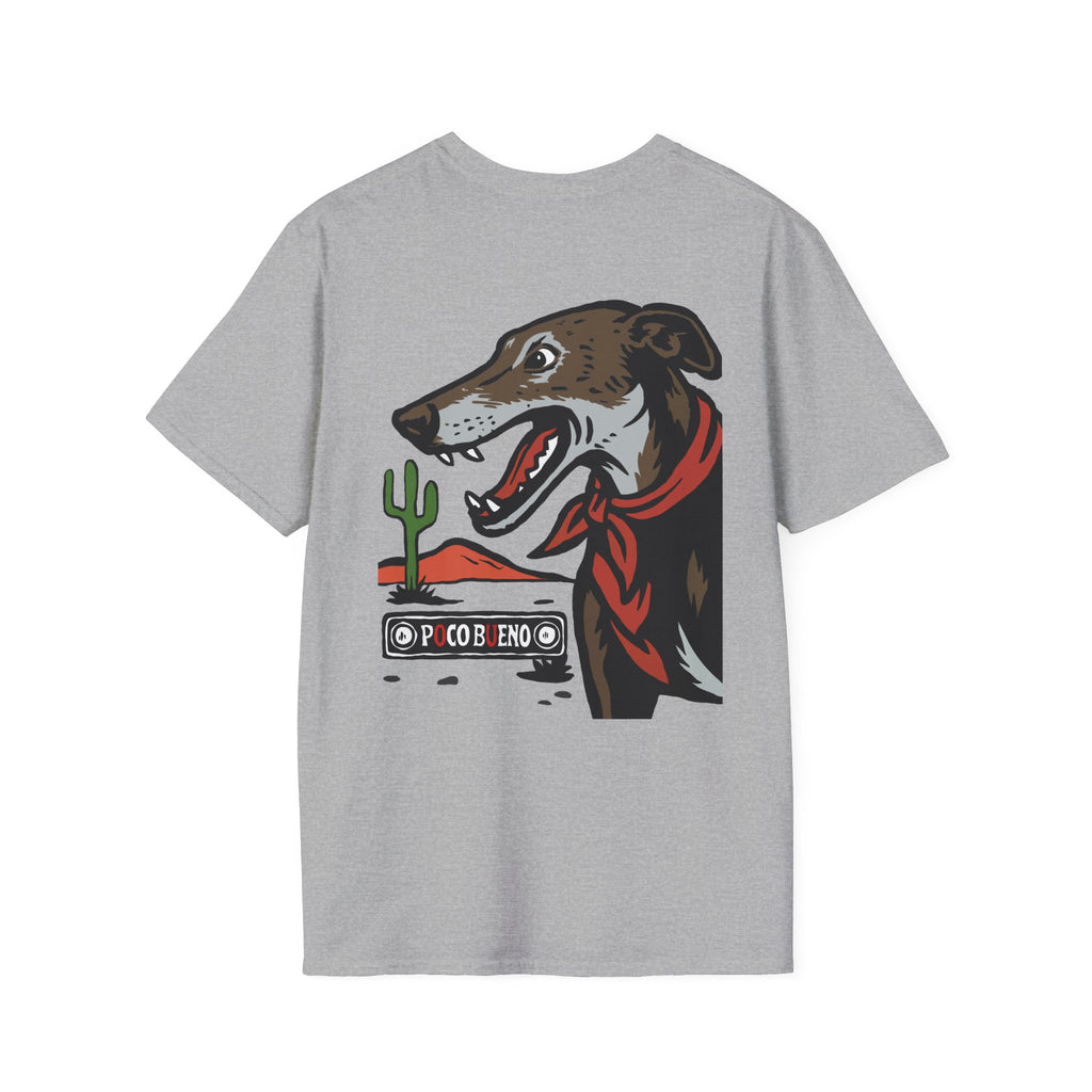 Dolly The Greyhound Desert Bandana T-Shirt — 'Poco Bueno' Graphic Tee