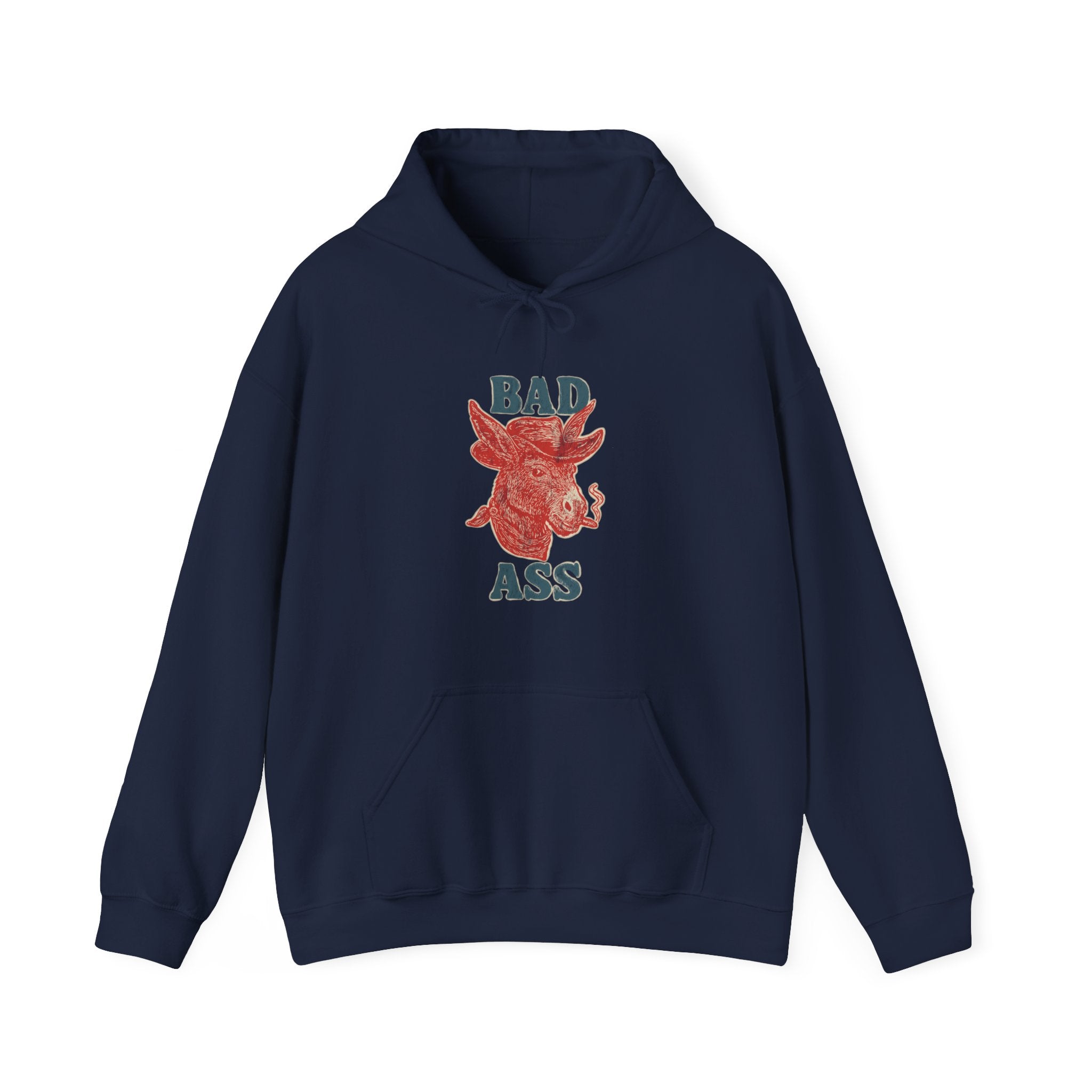 Bad Ass Donkey Hoodie — Vintage Smoky Red Graphic Sweatshirt