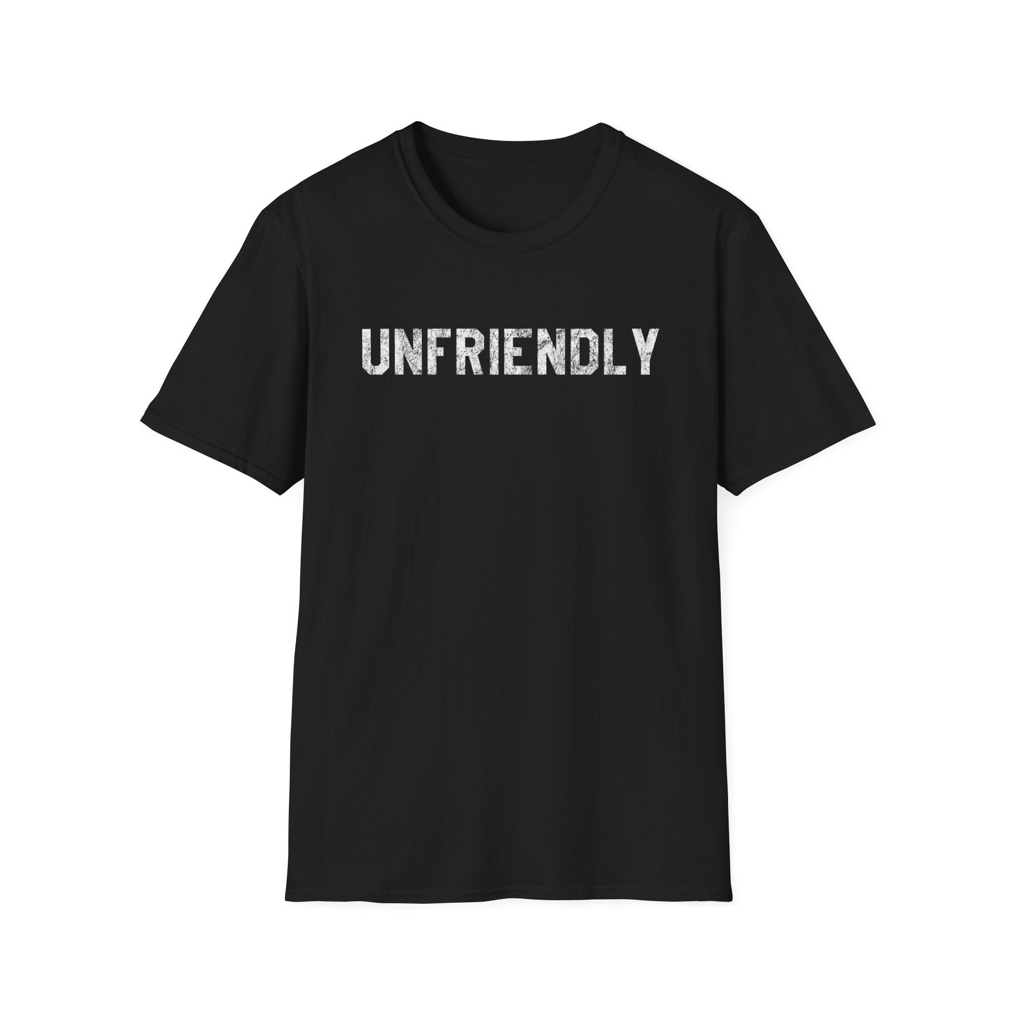 Unfriendly Graphic T-Shirt — Warning Sign Minimal Bold Text Tee
