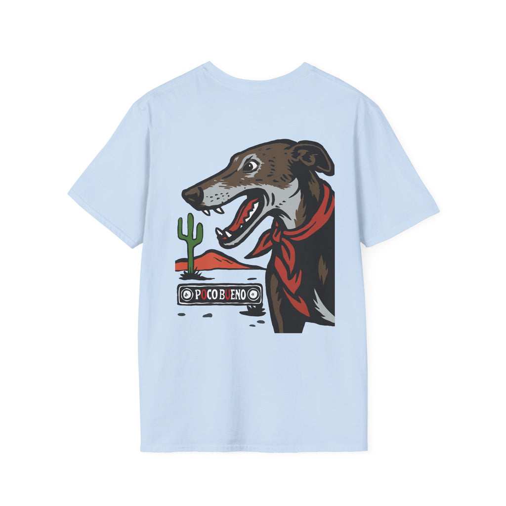 Dolly The Greyhound Desert Bandana T-Shirt — 'Poco Bueno' Graphic Tee