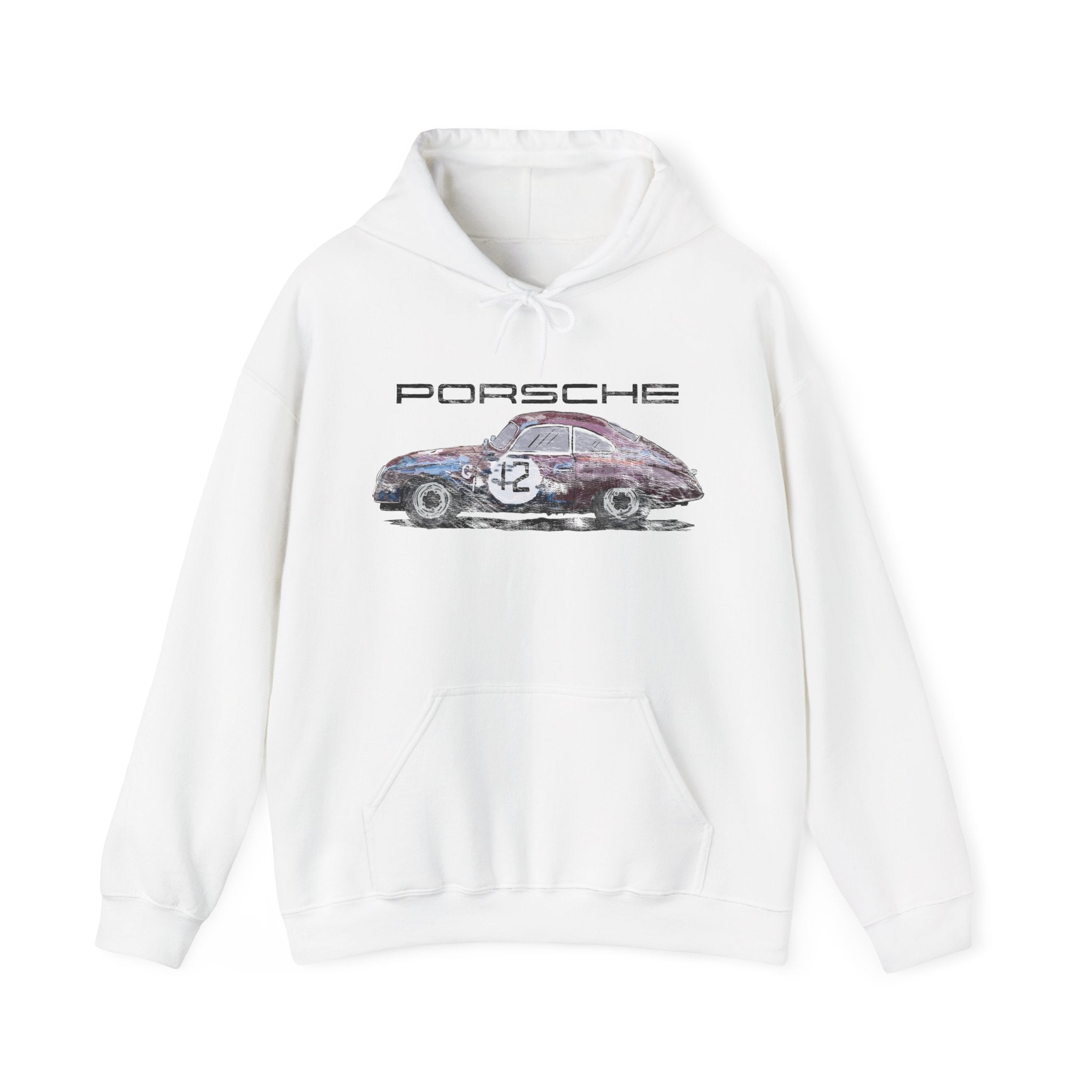 Porsche 256 Vintage Racing Hoodie — Distressed Classic Car Sweatshirt