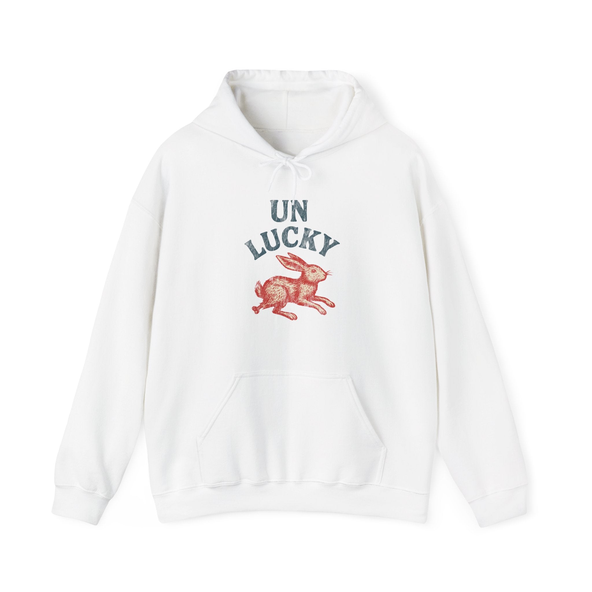 'Unlucky' Vintage Rabbit Graphic Hooded Sweatshirt