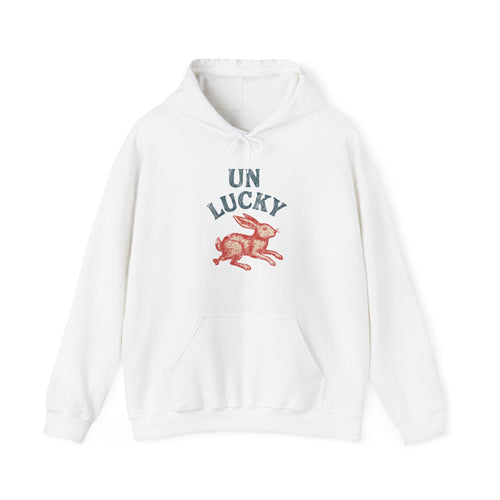 'Unlucky' Vintage Rabbit Graphic Hooded Sweatshirt
