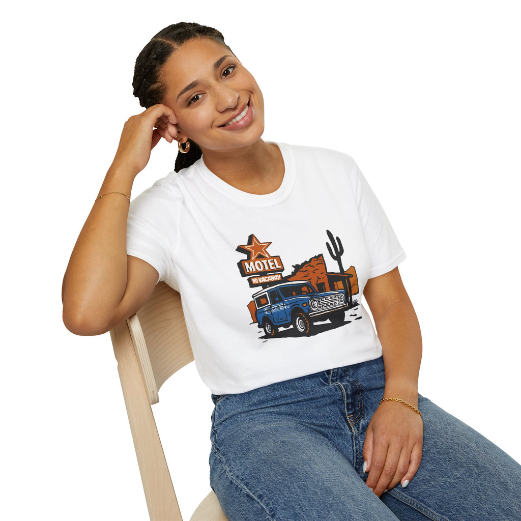 No Vacancy T-Shirt – Retro Pickup & Cactus Graphic T