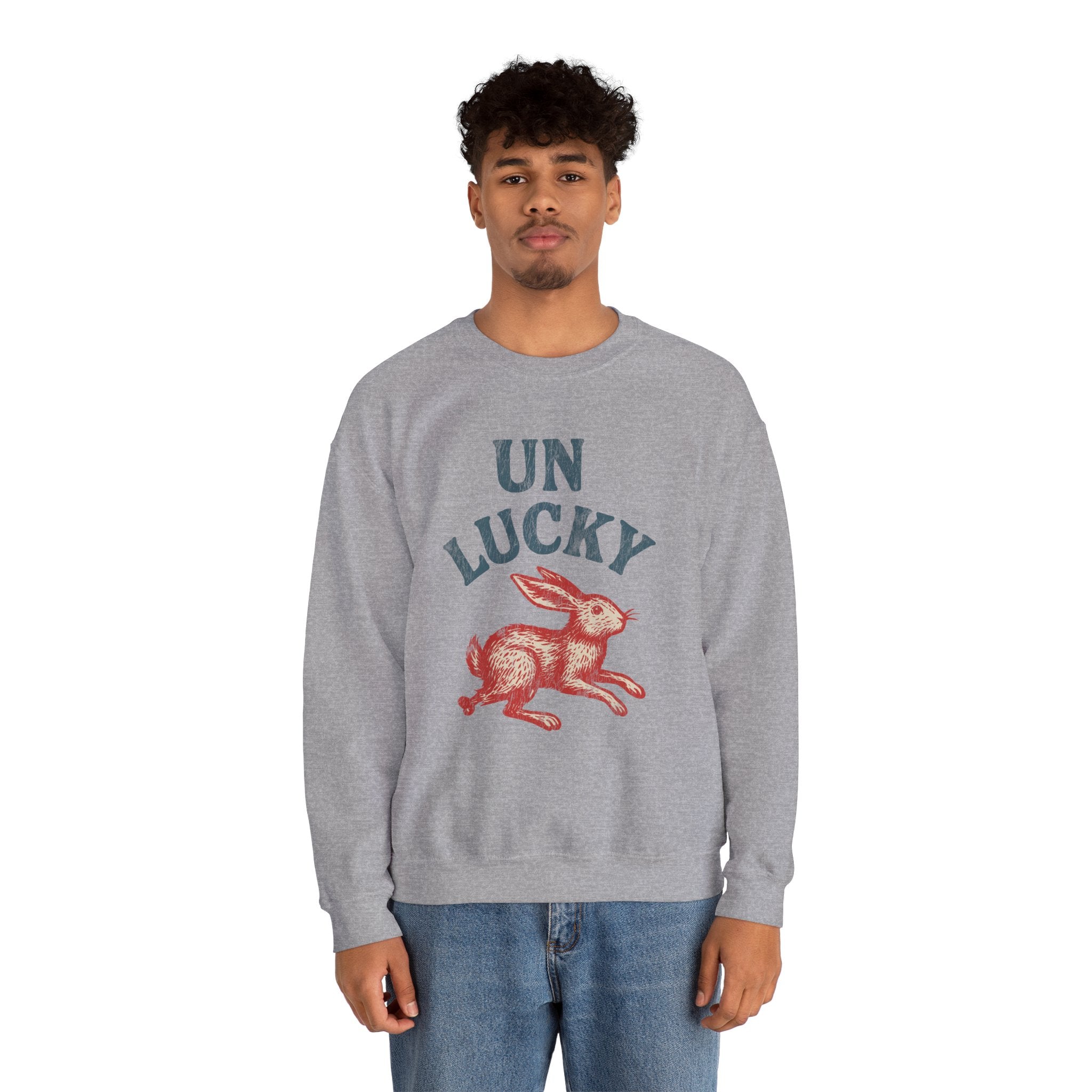 'Unlucky' Vintage Rabbit Graphic Crewneck Sweatshirt