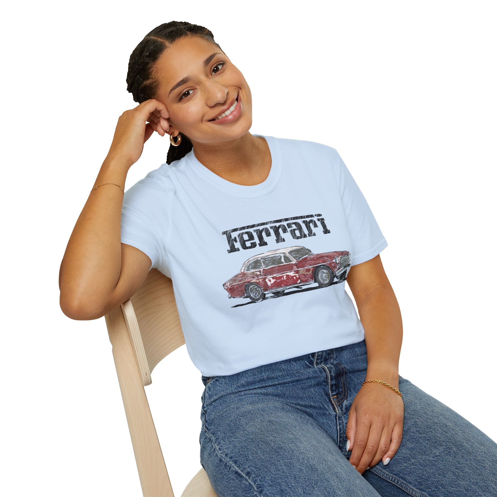 Ferrari America Classic Car T-Shirt – Vintage Red Sports Car Graphic Tee
