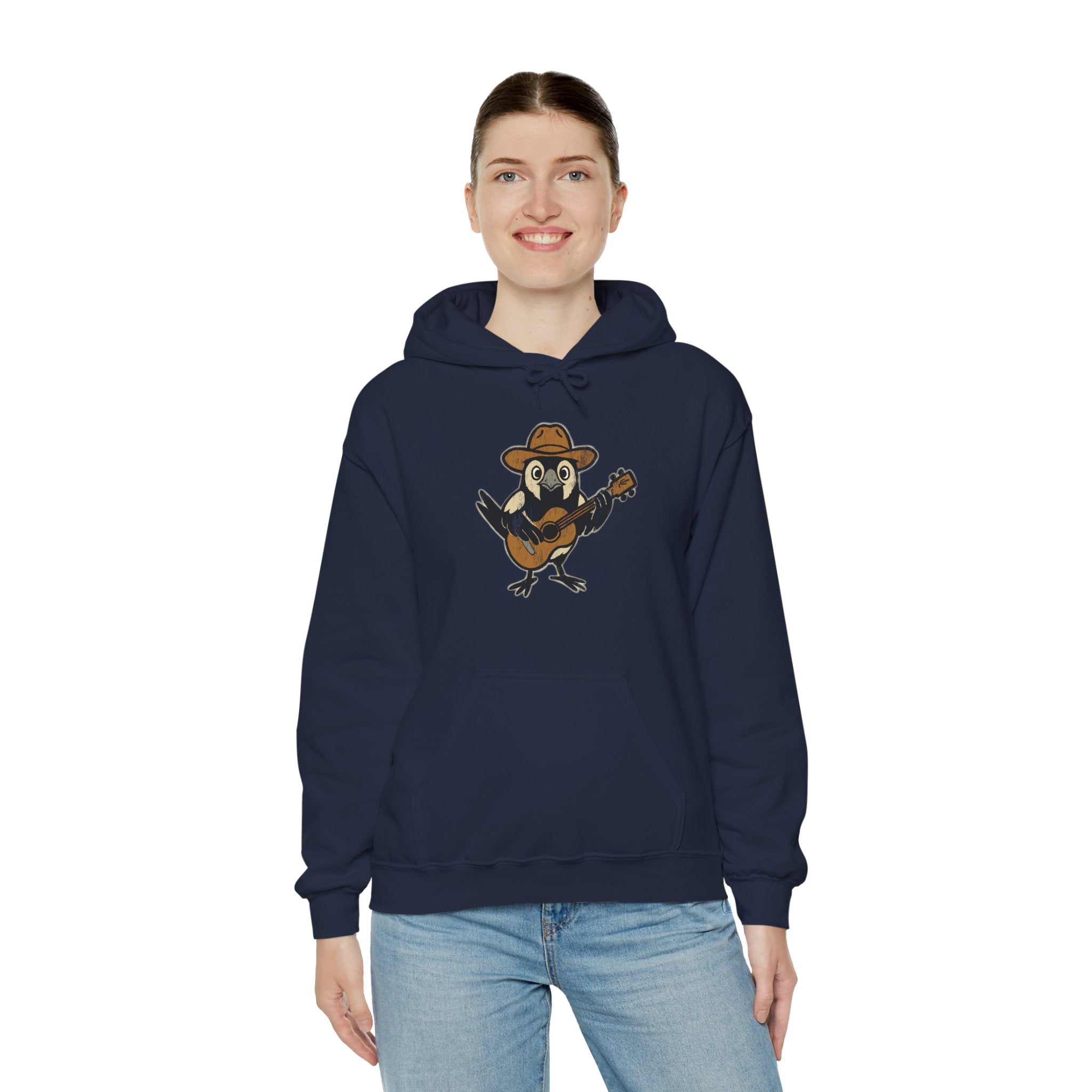 Cowpoke Hoodie— Cute Cowboy Magpie Playing Guitar Sweatshirt