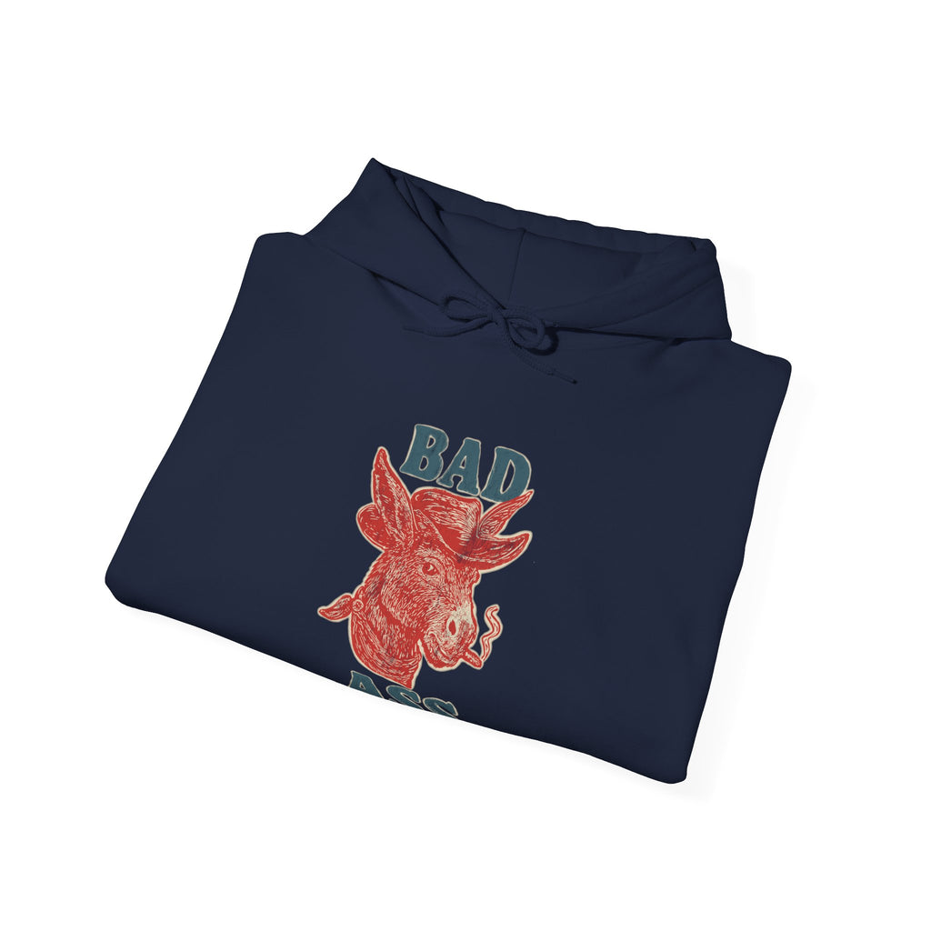 Bad Ass Donkey Hoodie — Vintage Smoky Red Graphic Sweatshirt